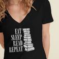 Eat Sleep Read Repeat Reading Book Librarian Men Women Kids Women's Jersey Short Sleeve Deep V-Neck Tshirt