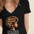 Education Is Freedom Afro Woman Book Illustration Women's Jersey Short Sleeve Deep V-Neck Tshirt Education Is Freedom Afro Woman Book Illustration Women's Jersey Short Sleeve Deep V-Neck Tshirt