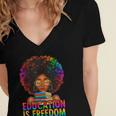 Education Is Freedom Teacher Books History Month Women's Jersey Short Sleeve Deep V-Neck Tshirt Education Is Freedom Teacher Books History Month Women's Jersey Short Sleeve Deep V-Neck Tshirt