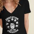Education Is Freedom History Books African Pride Women Women's Jersey Short Sleeve Deep V-Neck Tshirt