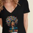 Education Is Freedom History Month Teacher Books Afro For Men Women Women's Jersey Short Sleeve Deep V-Neck Tshirt