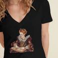 Elizabeth I Reading A Book Women's Jersey Short Sleeve Deep V-Neck Tshirt