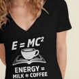 EMC2 Energy Milk x Coffee Science Book Math Lover Women's Jersey Short Sleeve Deep V-Neck Tshirt