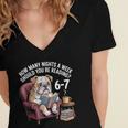 English Bulldog Dog Reading Book 67 Six Seven Meme Women's Jersey Short Sleeve Deep V-Neck Tshirt English Bulldog Dog Reading Book 67 Six Seven Meme Women's Jersey Short Sleeve Deep V-Neck Tshirt