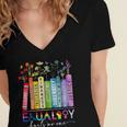 Equality Hurts No One Floral Books LGBTQ Gay Les Pride Month Women's Jersey Short Sleeve Deep V-Neck Tshirt