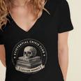 Existential Crisis Club Lifetime Member Skull And Books Women's Jersey Short Sleeve Deep V-Neck Tshirt Existential Crisis Club Lifetime Member Skull And Books Women's Jersey Short Sleeve Deep V-Neck Tshirt