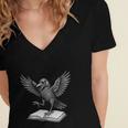 F-Caw-F Crow Book Lovers Vintage Bookish Bird Women's Jersey Short Sleeve Deep V-Neck Tshirt