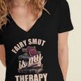 Fairy Smut Is My Therapy Romantasy Spicy Books Faerie Tales Women's Jersey Short Sleeve Deep V-Neck Tshirt Fairy Smut Is My Therapy Romantasy Spicy Books Faerie Tales Women's Jersey Short Sleeve Deep V-Neck Tshirt