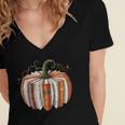 Fall Book Pumpkin Halloween Teacher Librarian Thanksgiving Women's Jersey Short Sleeve Deep V-Neck Tshirt