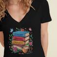 Fantasy Drama Tragedy Books Subtle Reader Librarian Flower Women's Jersey Short Sleeve Deep V-Neck Tshirt Fantasy Drama Tragedy Books Subtle Reader Librarian Flower Women's Jersey Short Sleeve Deep V-Neck Tshirt