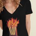 Flames And Lighter Costume For Matchbook Lovers Women's Jersey Short Sleeve Deep V-Neck Tshirt