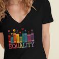 Floral Flower Book Equality Human Rights Women's Rights Women's Jersey Short Sleeve Deep V-Neck Tshirt