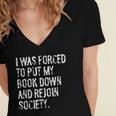 I Was Forced To Put My Book Down Book Worm Reader Women's Jersey Short Sleeve Deep V-Neck Tshirt