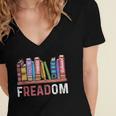 Freadom Anti Ban Books Freedom To Read Book Lover Reading Women's Jersey Short Sleeve Deep V-Neck Tshirt