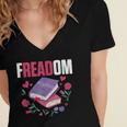 Freadom Anti Ban Books Freedom To Read Book Reading Women's Jersey Short Sleeve Deep V-Neck Tshirt Freadom Anti Ban Books Freedom To Read Book Reading Women's Jersey Short Sleeve Deep V-Neck Tshirt