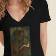 Geometric History Educated Women Teacher Book Melanin Women's Jersey Short Sleeve Deep V-Neck Tshirt