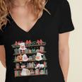 Ghost Christmas Reading Book Lover Library Christmas Teacher Women's Jersey Short Sleeve Deep V-Neck Tshirt