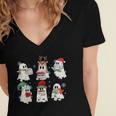 Ghost Santa Elf Squad Read Books Bookish Librarian Christmas Women's Jersey Short Sleeve Deep V-Neck Tshirt