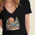 Gingerbread Reading Book Lovers Christmas Bookworm Librarian Women's Jersey Short Sleeve Deep V-Neck Tshirt