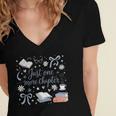 Girl Coquette Bow Just One More Chapter Book Bookish Reading Women's Jersey Short Sleeve Deep V-Neck Tshirt