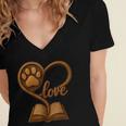 Girl Who Loves Dogs & Books Heart Dog Lover Reader Reeding Women's Jersey Short Sleeve Deep V-Neck Tshirt Girl Who Loves Dogs & Books Heart Dog Lover Reader Reeding Women's Jersey Short Sleeve Deep V-Neck Tshirt