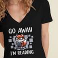 Go Away I'm Reading Book Reader Cute Fox Loves Books Women's Jersey Short Sleeve Deep V-Neck Tshirt Go Away I'm Reading Book Reader Cute Fox Loves Books Women's Jersey Short Sleeve Deep V-Neck Tshirt