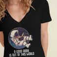 Good Book Is Out Of This World Astronaut Space Women's Jersey Short Sleeve Deep V-Neck Tshirt