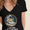 Good Book Is Out Of This World Space Reading Lover Women's Jersey Short Sleeve Deep V-Neck Tshirt