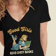 Good That Girls Read Dirty Books Smut Reader Book Romance Women's Jersey Short Sleeve Deep V-Neck Tshirt
