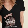 Good Girls Read Dirty Books Smutty Book Merch I Dont Watch Women's Jersey Short Sleeve Deep V-Neck Tshirt