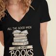 All The Good Men Are In My Books Romance Novel Women's Jersey Short Sleeve Deep V-Neck Tshirt All The Good Men Are In My Books Romance Novel Women's Jersey Short Sleeve Deep V-Neck Tshirt