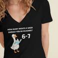 Goose Reading 67 Six Seven Meme Teacher Book Lover Women's Jersey Short Sleeve Deep V-Neck Tshirt