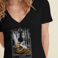 Gothic Book Lover Skeleton Women's Jersey Short Sleeve Deep V-Neck Tshirt