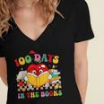 Groovy 100 Days In The Books Reading 100th Day Of School Women's Jersey Short Sleeve Deep V-Neck Tshirt Groovy 100 Days In The Books Reading 100th Day Of School Women's Jersey Short Sleeve Deep V-Neck Tshirt