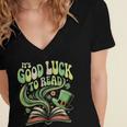 Groovy It's Good Luck To Read St Patrick's Day Book Lucky Women's Jersey Short Sleeve Deep V-Neck Tshirt