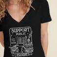 Groovy Support Your Local Library Book Reader Lover Bookworm Women's Jersey Short Sleeve Deep V-Neck Tshirt