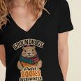 Groundhogs Prefer Books Over Winter February Women's Jersey Short Sleeve Deep V-Neck Tshirt