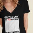 Guestbook 7th Birthday 7 Year Old Born 2018 Bday Women's Jersey Short Sleeve Deep V-Neck Tshirt Guestbook 7th Birthday 7 Year Old Born 2018 Bday Women's Jersey Short Sleeve Deep V-Neck Tshirt