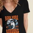Halloween Book Lover Ghost Boo Pun Read More Boooks Women's Jersey Short Sleeve Deep V-Neck Tshirt Halloween Book Lover Ghost Boo Pun Read More Boooks Women's Jersey Short Sleeve Deep V-Neck Tshirt