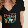 What Happens In Book Club Stays In Book Club Retro Women's Jersey Short Sleeve Deep V-Neck Tshirt What Happens In Book Club Stays In Book Club Retro Women's Jersey Short Sleeve Deep V-Neck Tshirt