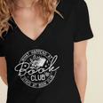 What Happens At Book Club Stays At Book Club Women's Jersey Short Sleeve Deep V-Neck Tshirt