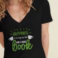 Happiness Is a Cup Of Tea And a Good Book Women's Jersey Short Sleeve Deep V-Neck Tshirt