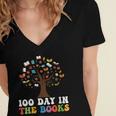 Happy 100 Days In The Books Reading Celebration Graphic Tees Women's Jersey Short Sleeve Deep V-Neck Tshirt