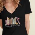 Harm Reduction Floral Book Overdose Awareness Nurse Women's Jersey Short Sleeve Deep V-Neck Tshirt
