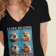 Hedgehog Love Reading And Hedgehogs Child Book Lover Women's Jersey Short Sleeve Deep V-Neck Tshirt Hedgehog Love Reading And Hedgehogs Child Book Lover Women's Jersey Short Sleeve Deep V-Neck Tshirt