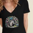 Hedgehog Reading Book Lake Scenery Reading Women's Jersey Short Sleeve Deep V-Neck Tshirt Hedgehog Reading Book Lake Scenery Reading Women's Jersey Short Sleeve Deep V-Neck Tshirt