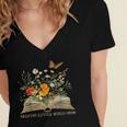 Helping Little Minds Grow Floral Book Education SPED Teacher Women's Jersey Short Sleeve Deep V-Neck Tshirt