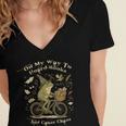 On My Way To Hoard Books And Cause Chaos Tom Foolery Frog Women's Jersey Short Sleeve Deep V-Neck Tshirt On My Way To Hoard Books And Cause Chaos Tom Foolery Frog Women's Jersey Short Sleeve Deep V-Neck Tshirt