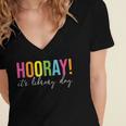 Hooray It's Library Day Teacher Reader Books Back To School Women's Jersey Short Sleeve Deep V-Neck Tshirt Hooray It's Library Day Teacher Reader Books Back To School Women's Jersey Short Sleeve Deep V-Neck Tshirt