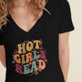 Hot Girls Read Aesthetic Book Lover Reading Women's Jersey Short Sleeve Deep V-Neck Tshirt